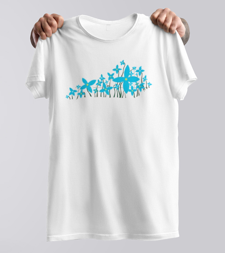 Blue Pea Flower Azure Bluet KY Shape Floral Arrangement T-Shirt