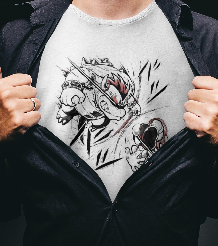 Bowser Vs Mario Epic Showdown Battle Sketch T-Shirt