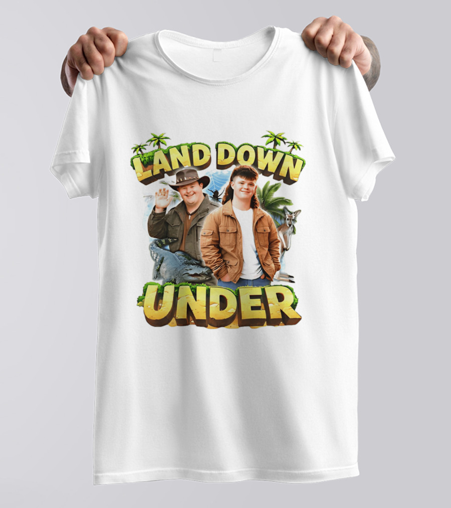 Land Down Under Crocodile And Kangaroo Theme Australia T-Shirt