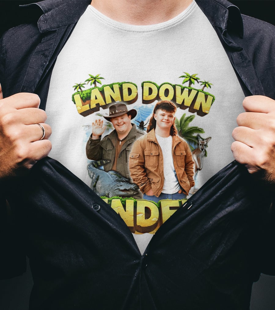 Land Down Under Crocodile And Kangaroo Theme Australia T-Shirt