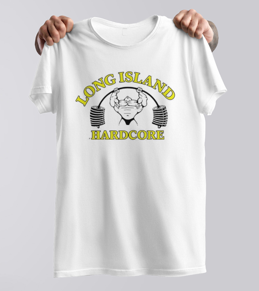 Long Island Hardcore Weightlifting Skull Motif T-Shirt