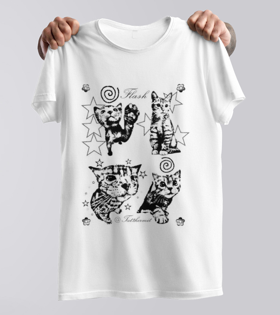 Cat Flash Jet2 Hermit Celestial Stars Spiral T-Shirt