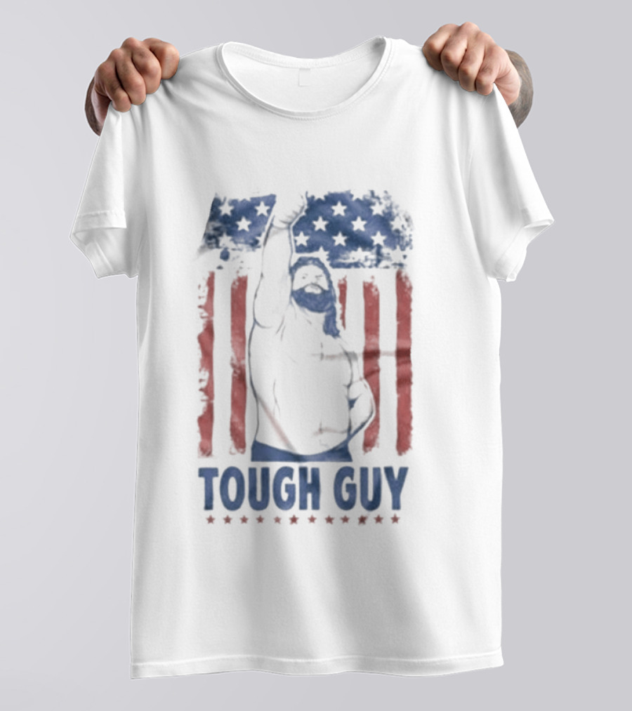 Hacksaw Jim Duggan Tough Guy American Flag Patriotic Wrestling T-Shirt