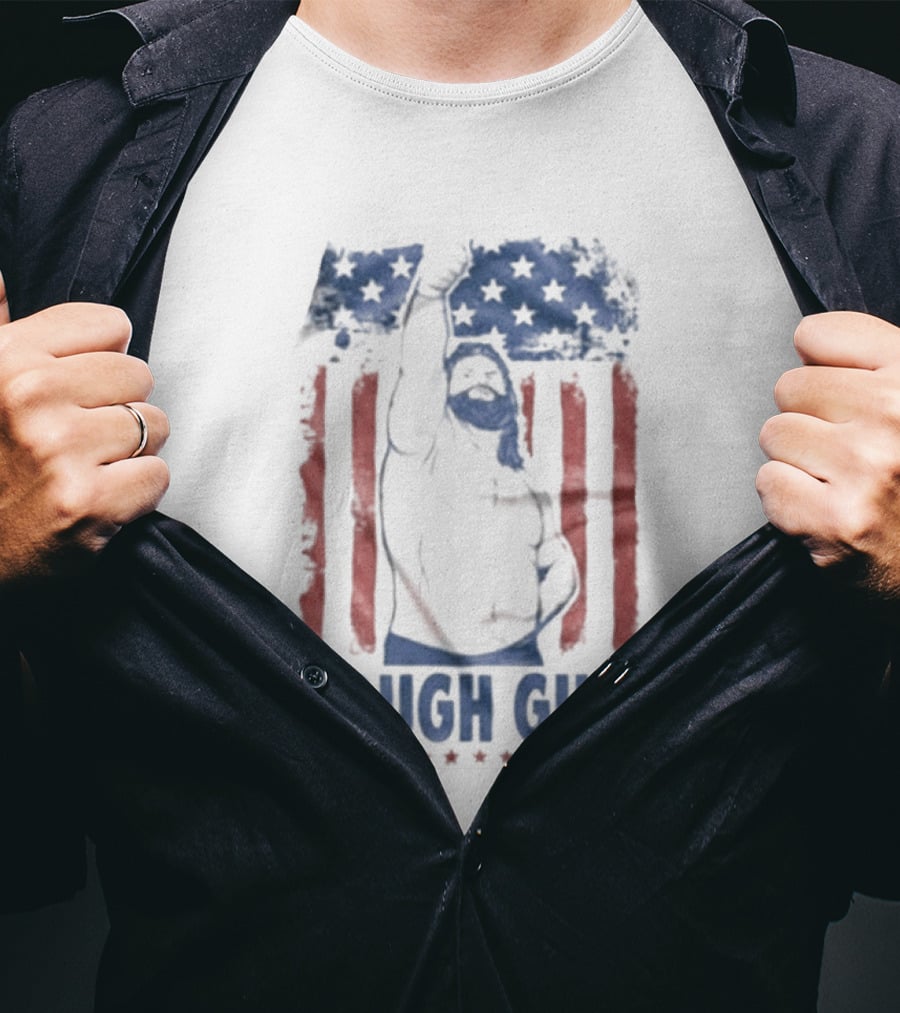 Hacksaw Jim Duggan Tough Guy American Flag Patriotic Wrestling T-Shirt