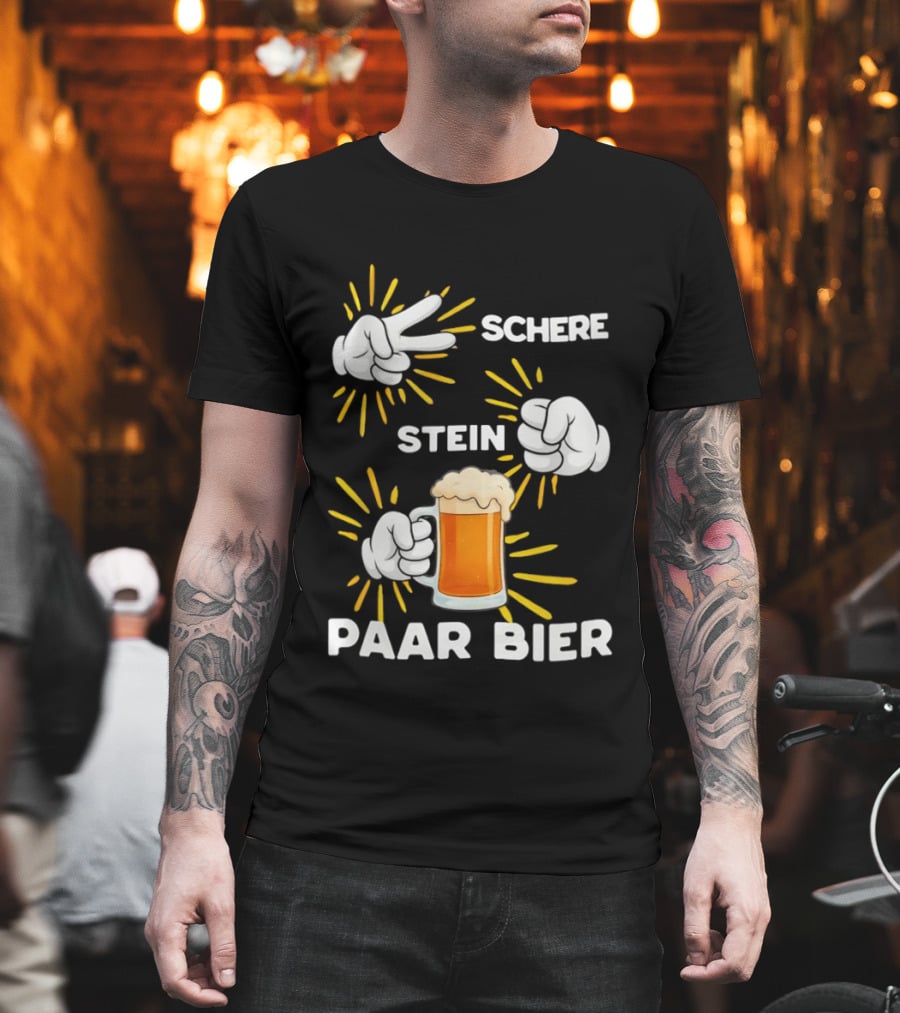 Bachelor Party Schere Stein Paar Bier Fun Celebration T-Shirt