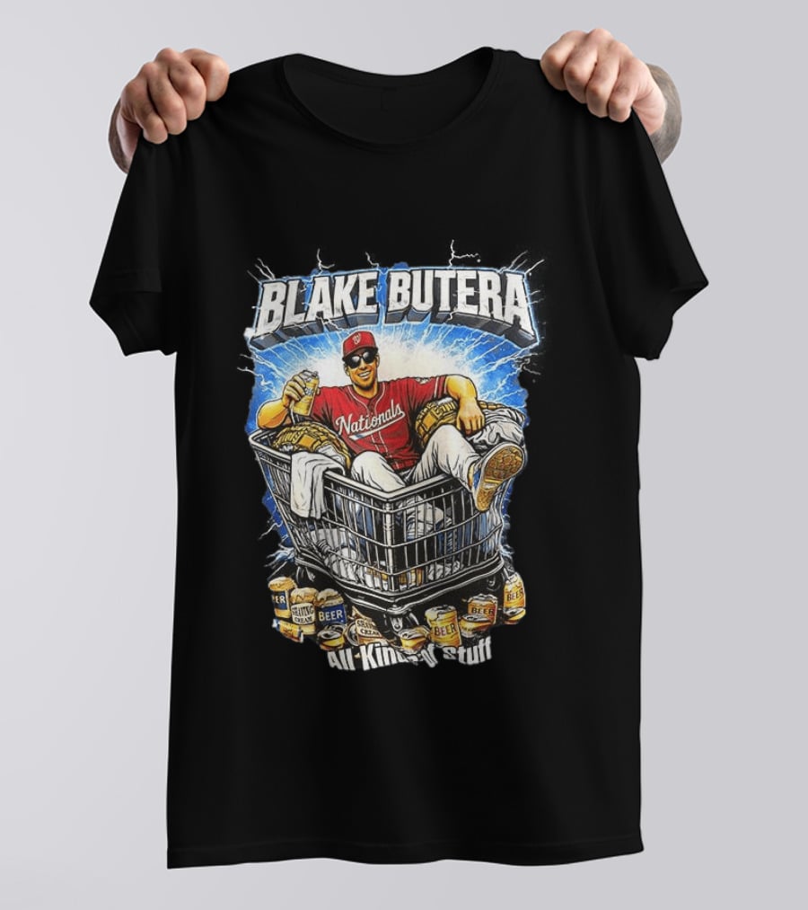 Blake Butera Nationals All Kinds Of Stuff Beer Cans Shopping Cart T-Shirt