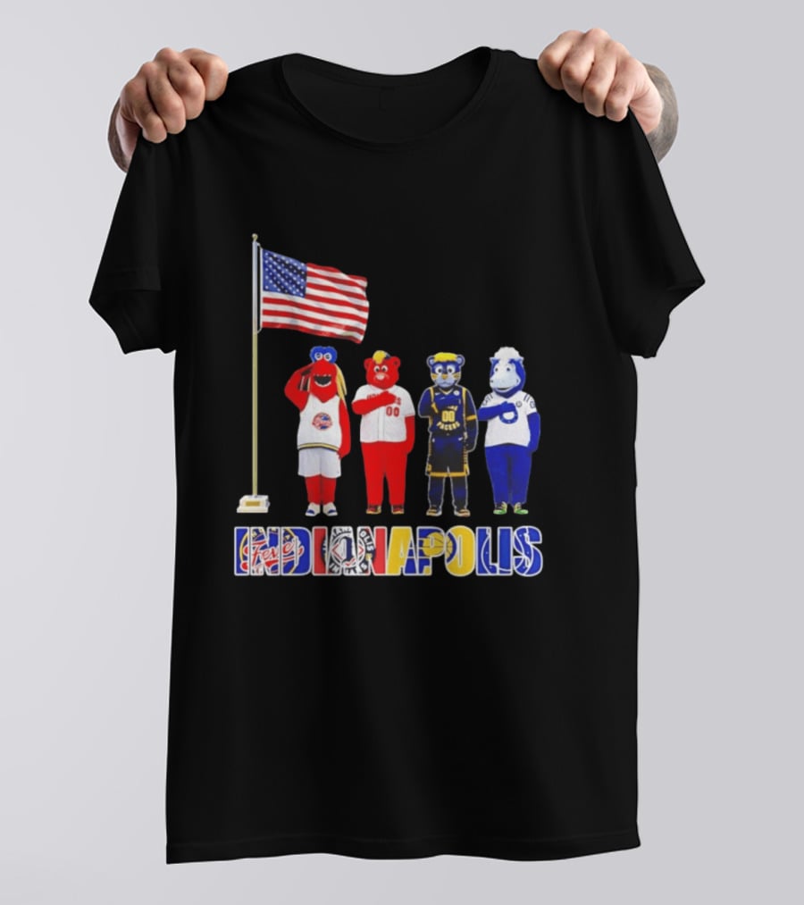 Indiana Fever Indianapolis Mascots Salute Flag With Pacers Colts T-Shirt