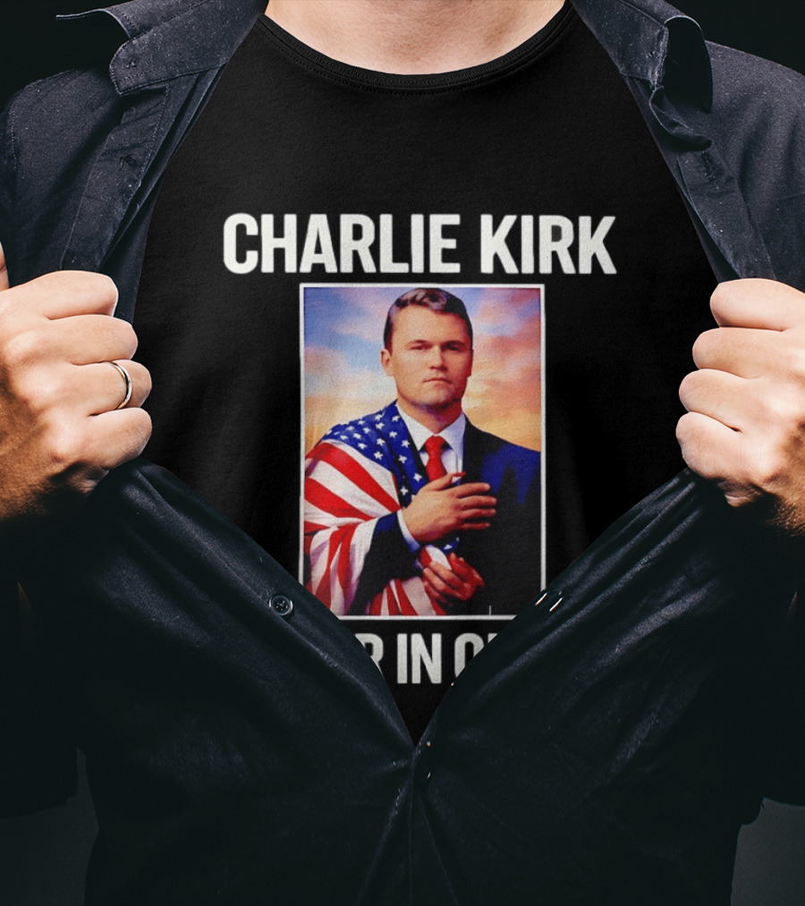 Charlie Kirk Never In Our Heart Flagged T-Shirt
