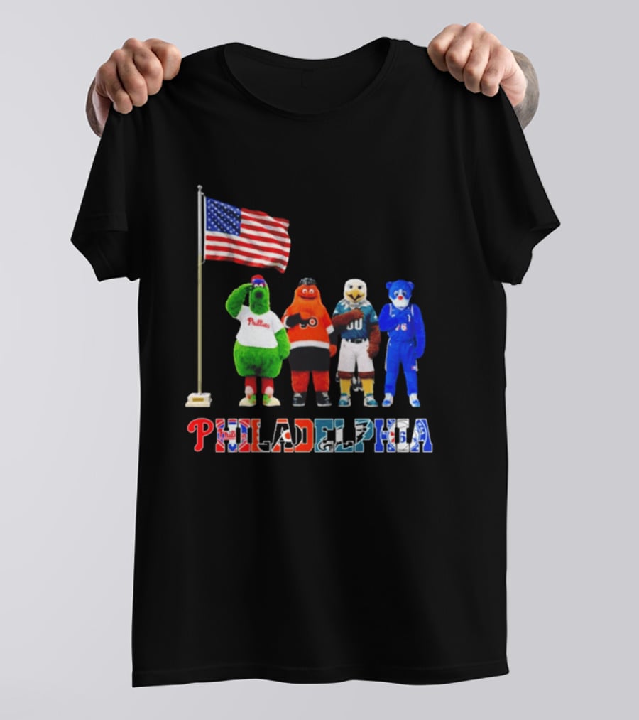 Philadelphia Mascots Saluting The American Flag T-Shirt