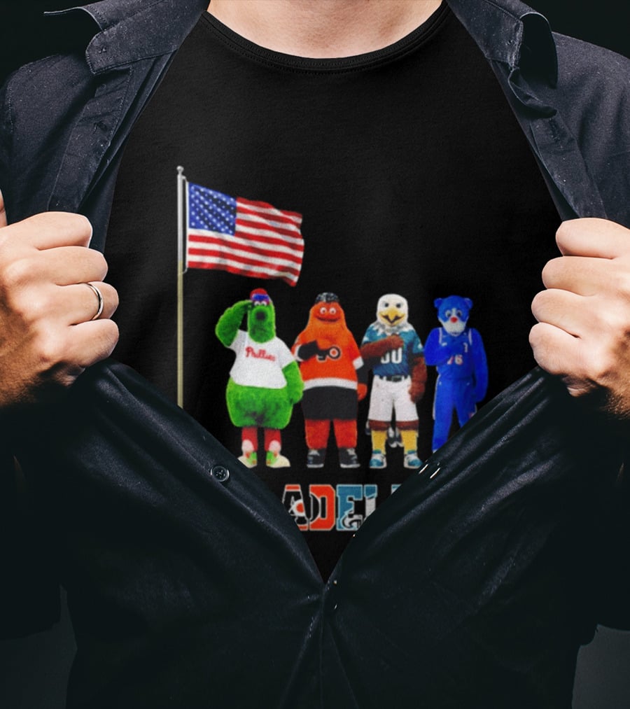 Philadelphia Mascots Saluting The American Flag T-Shirt