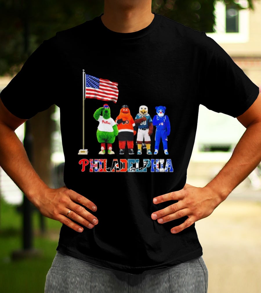 Philadelphia Mascots Saluting The American Flag T-Shirt