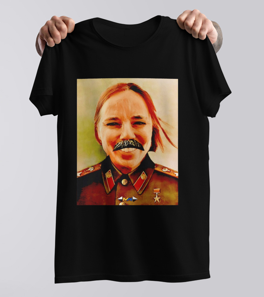 Comrade Bellows Military Portrait Caricature With Mustache T-Shirt
