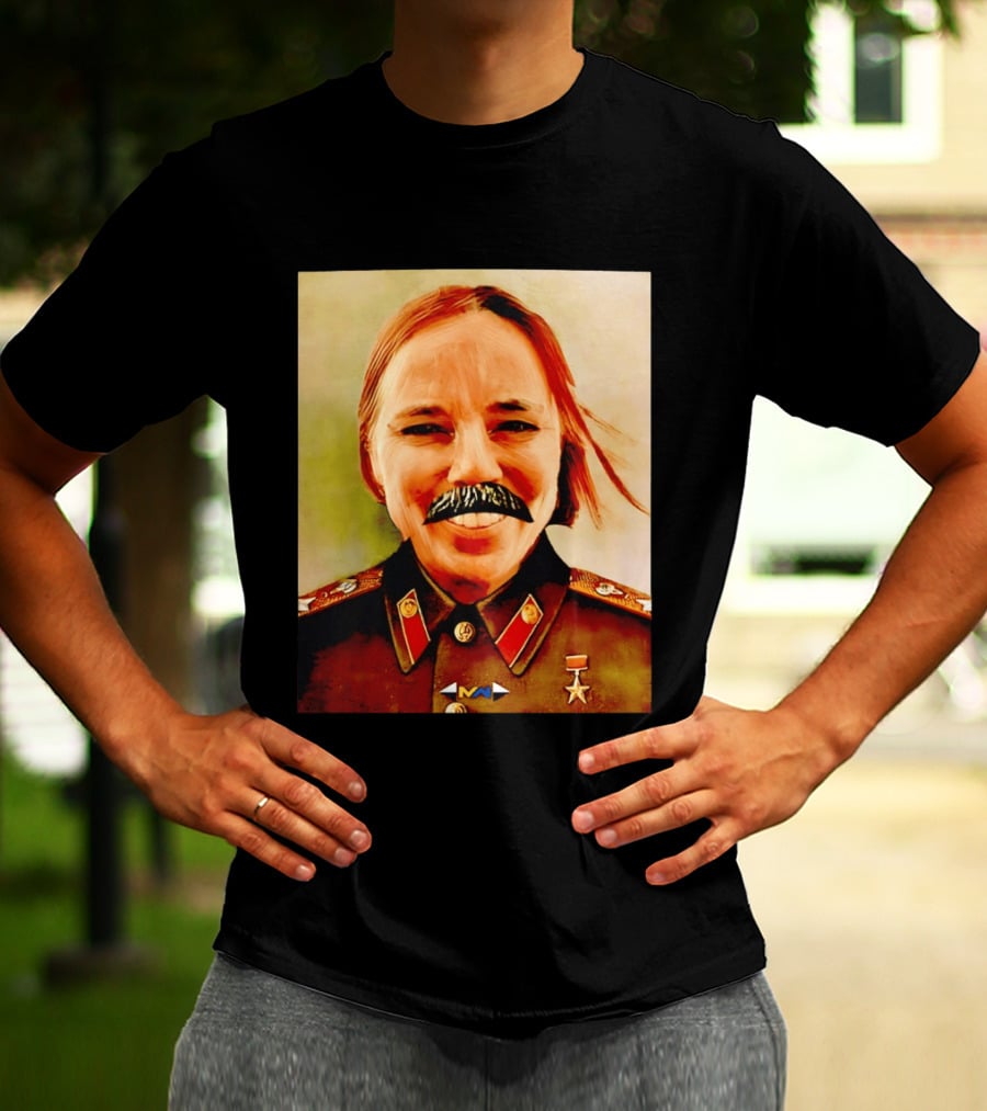 Comrade Bellows Military Portrait Caricature With Mustache T-Shirt