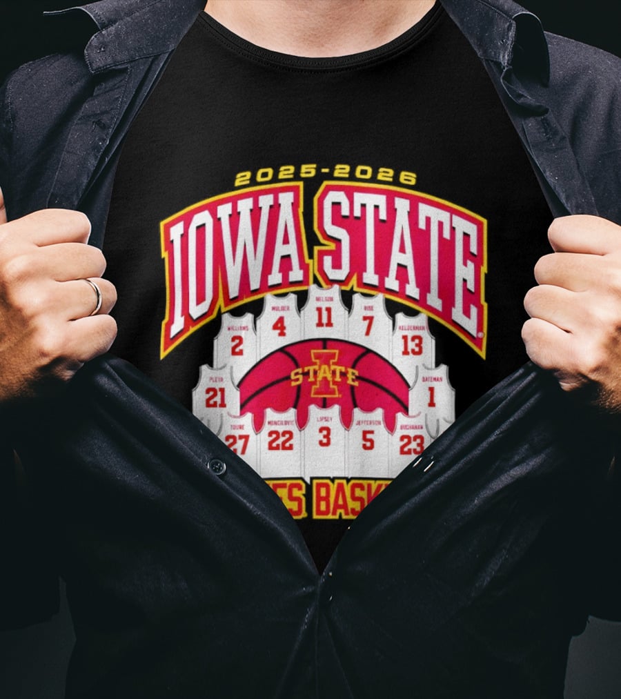 2023 2024 Iowa State Cyclones Basketball Team Roster Jersey T-Shirt