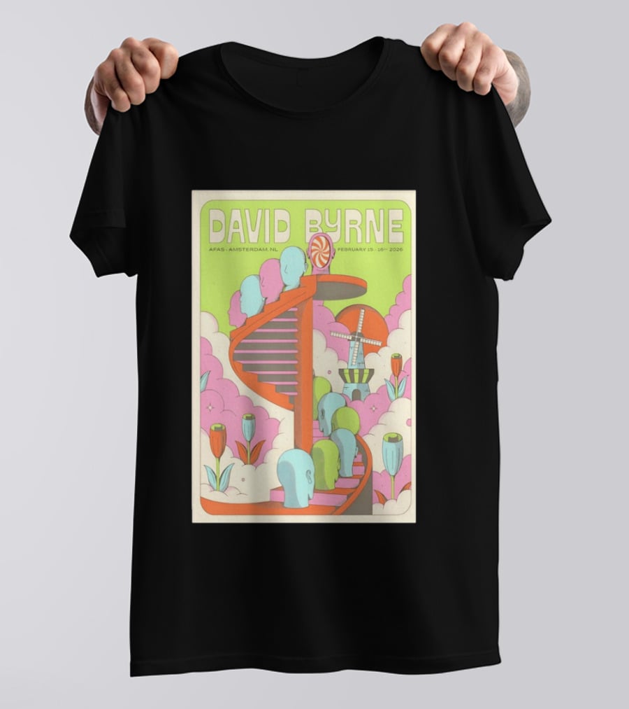 David Byrne Amsterdam Concert February 15 16 2026 Windmill T-Shirt