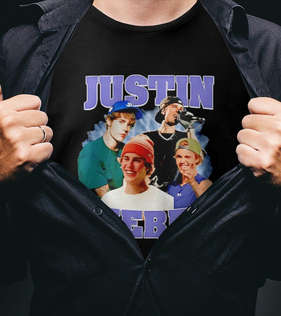 Justin Bieber Singing And Smiling With Various Iconic Looks T-Shirt