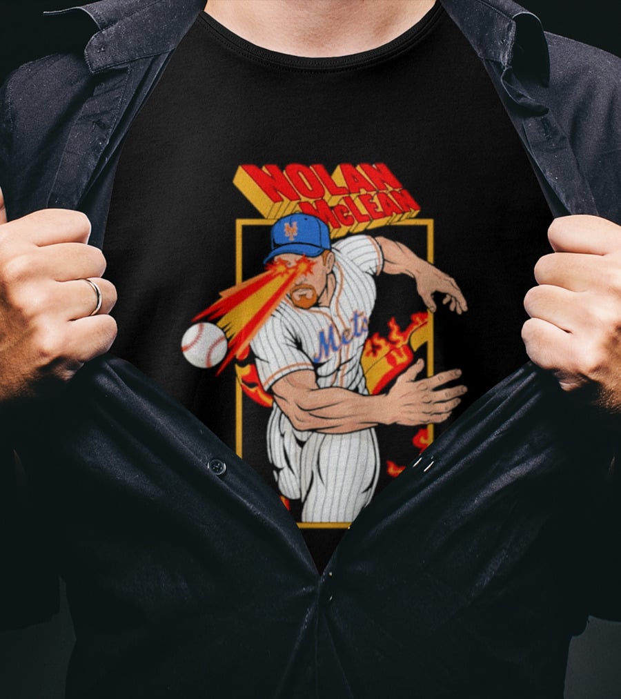 Nolan McLean Laser Beam New York Mets Baseball Action T-Shirt