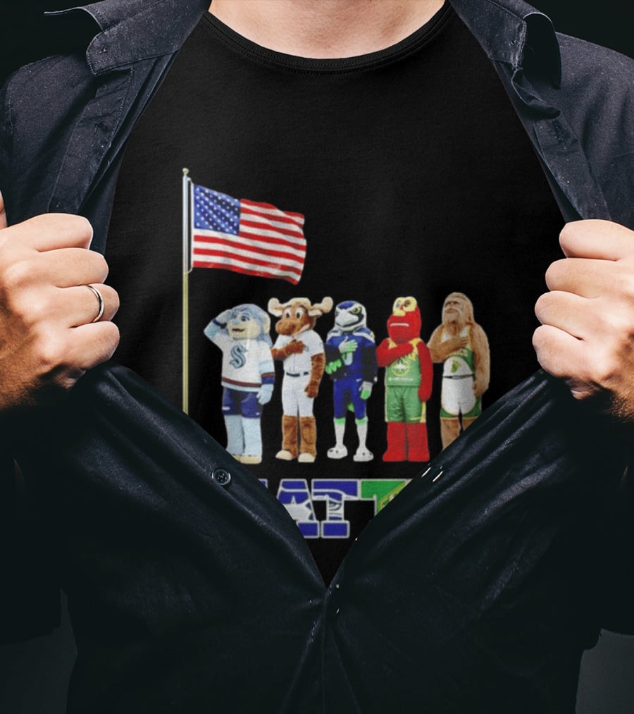 Seattle Kraken Mariners Seahawk Sounders SuperS Salute Flag T-Shirt