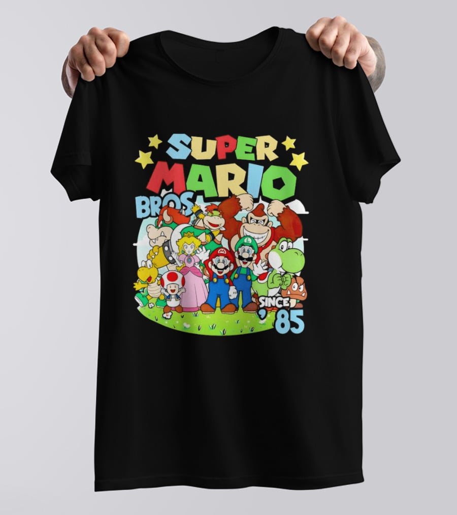 Super Mario Bros Characters And Stars Cartoon Since 85 T-Shirt