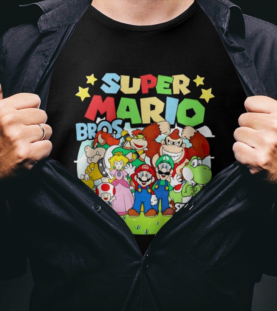 Super Mario Bros Characters And Stars Cartoon Since 85 T-Shirt