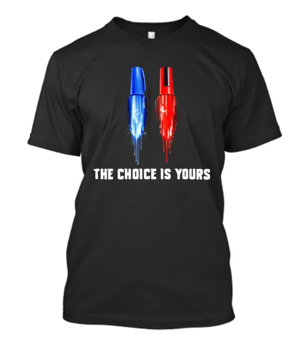 The Choice Is Yours Red And Blue Marker Art Duel T-Shirt