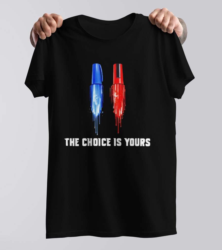 The Choice Is Yours Red And Blue Marker Art Duel T-Shirt