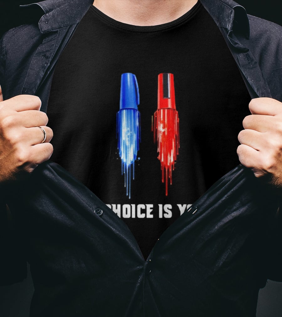 The Choice Is Yours Red And Blue Marker Art Duel T-Shirt