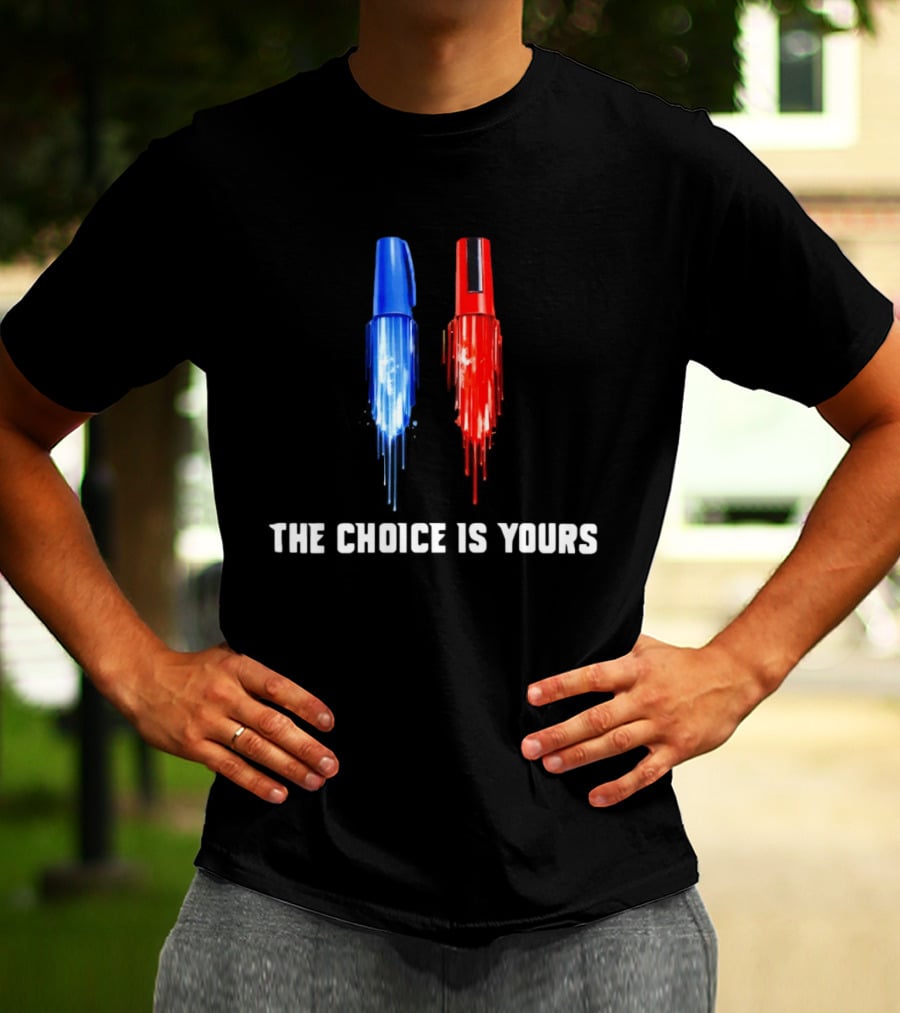 The Choice Is Yours Red And Blue Marker Art Duel T-Shirt
