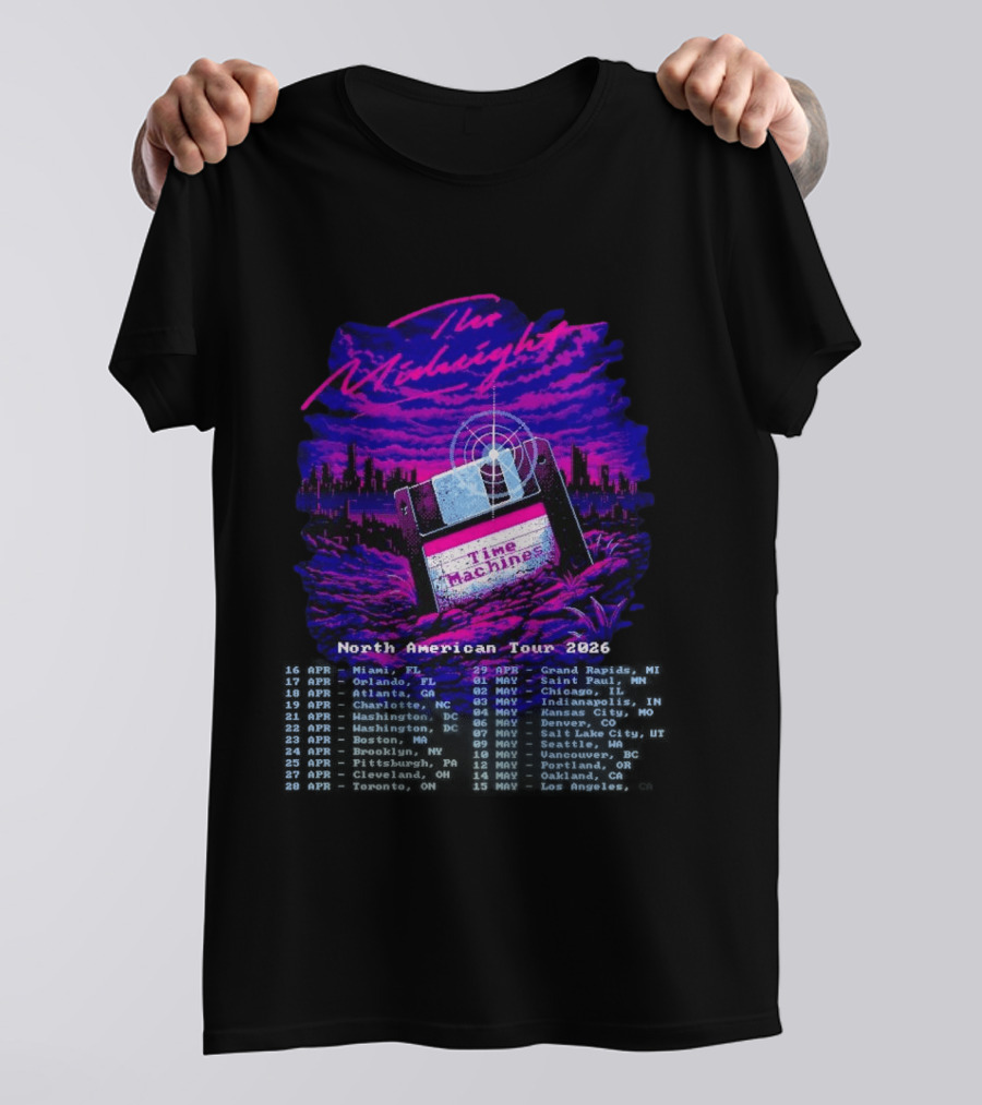 The Midnight Time Machines North American Tour 2026 Retro Floppy Disk T-Shirt