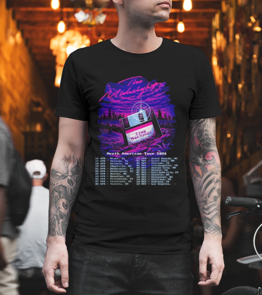 The Midnight Time Machines North American Tour 2026 Retro Floppy Disk T-Shirt