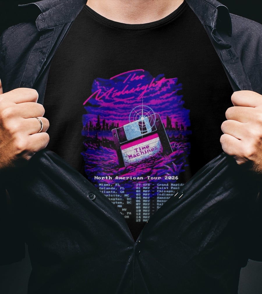 The Midnight Time Machines North American Tour 2026 Retro Floppy Disk T-Shirt