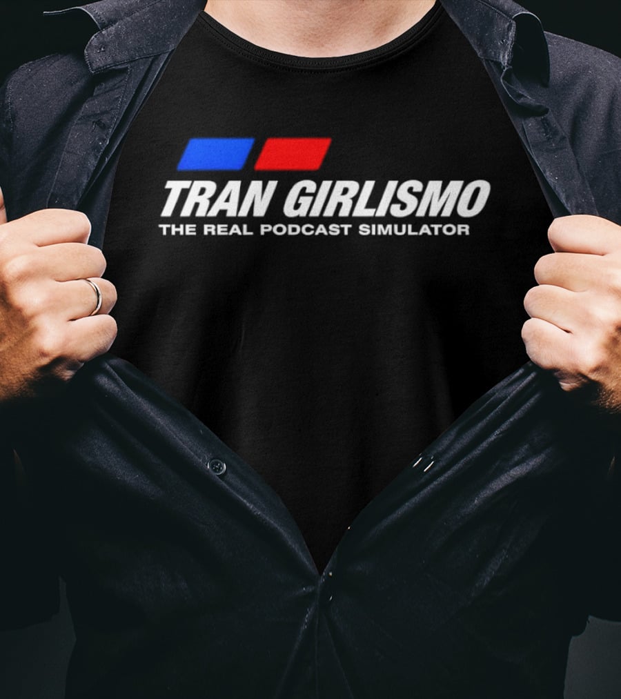 Tran Girlismo The Real Podcast Simulator Blue Red Blocks T-Shirt