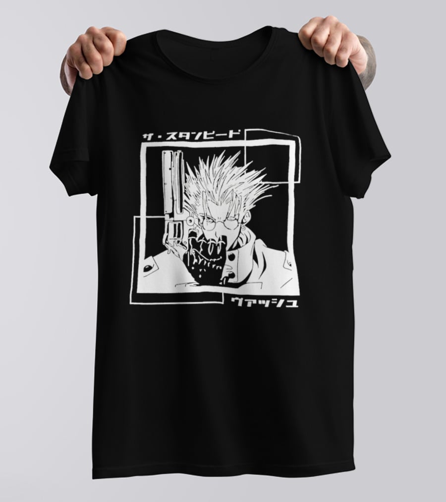 Vash The Stampede Trigun Japanese Typography Stylized T-Shirt