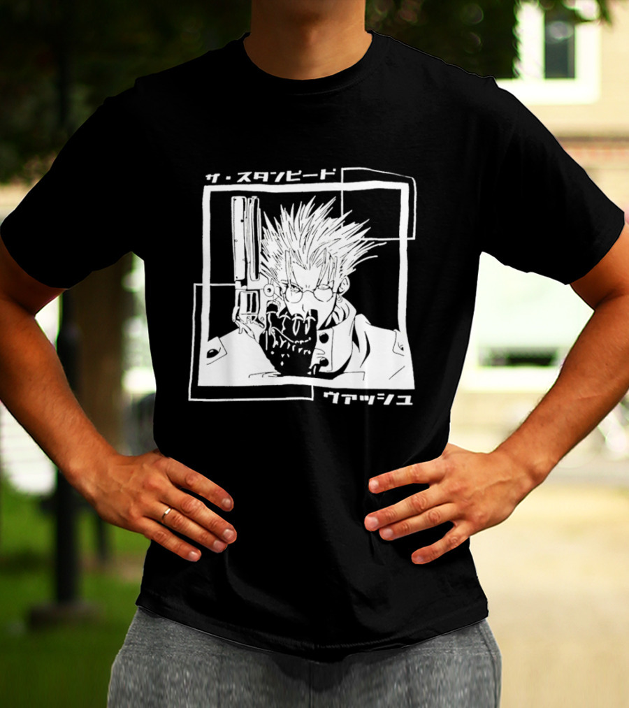 Vash The Stampede Trigun Japanese Typography Stylized T-Shirt