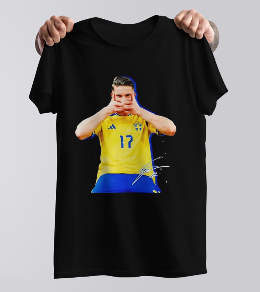 Viktor Gyokeres Sweden Number 17 Signature Gesture T-Shirt