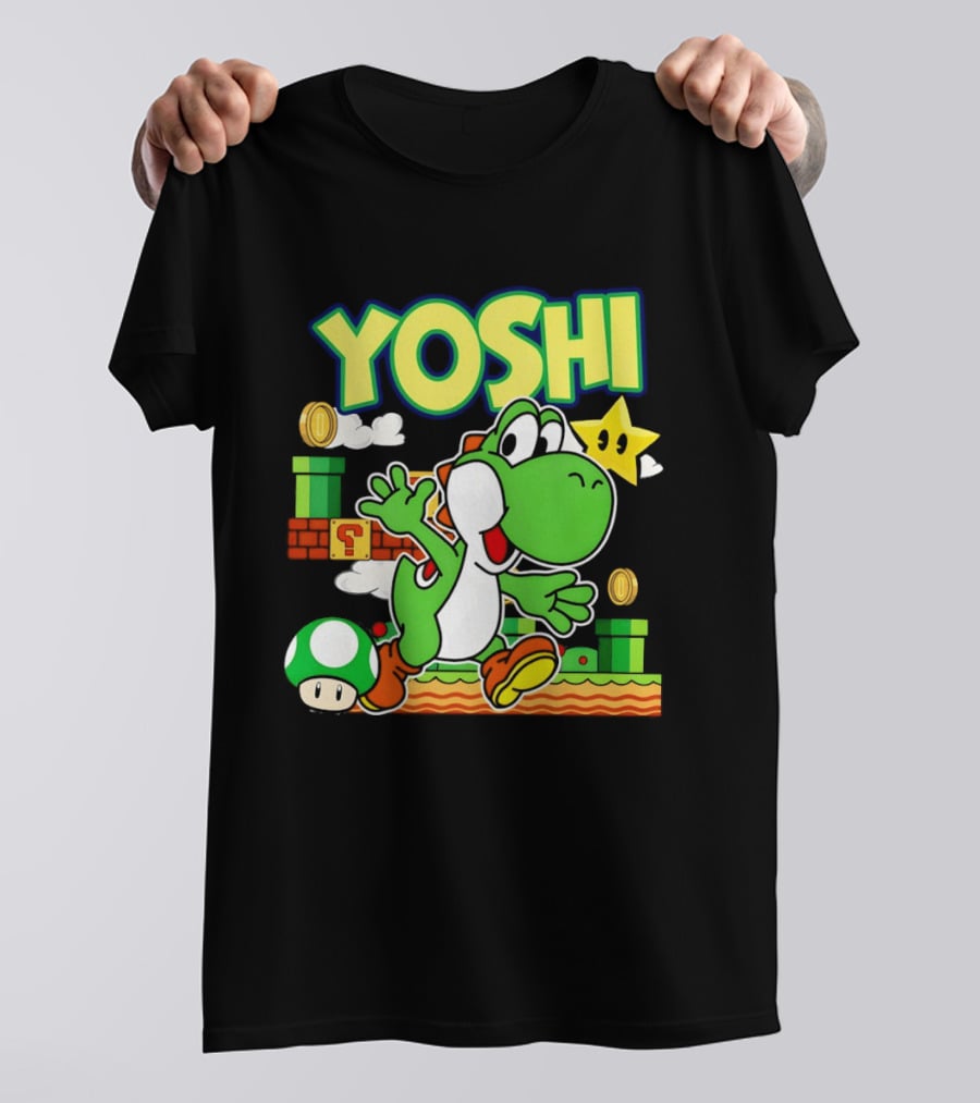 Yoshi Super Mario Bros Game Iconic Green Dinosaur Adventure T-Shirt