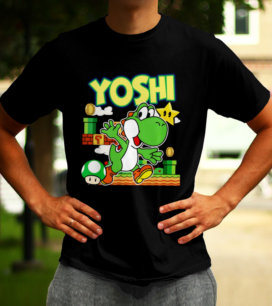 Yoshi Super Mario Bros Game Iconic Green Dinosaur Adventure T-Shirt