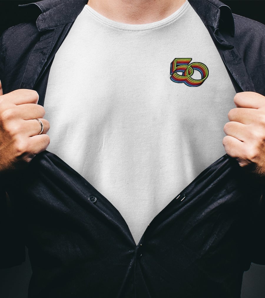 Apple 50 Years Thinking Different Rainbow Logo Celebration T-Shirt