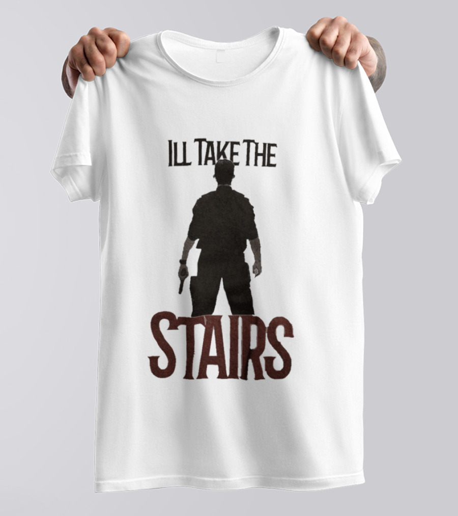 I'll Take The Stairs Shadowy Figure With Gun T-Shirt
