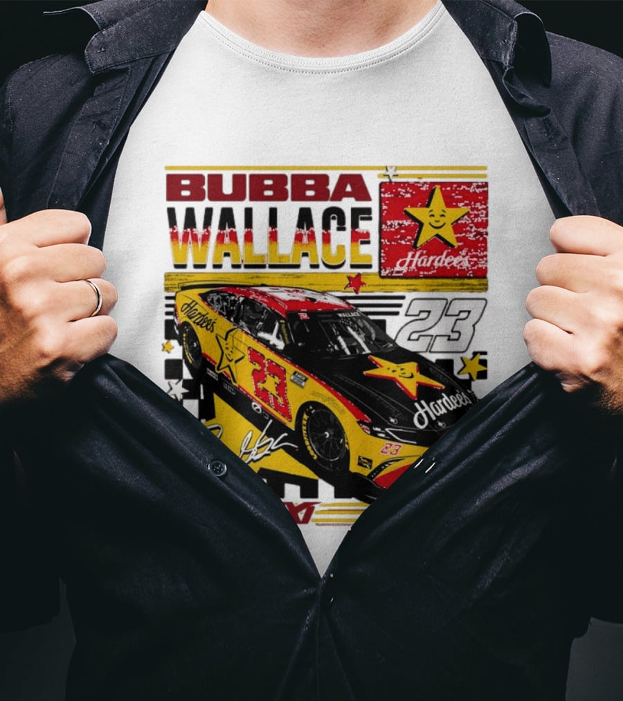 Bubba Wallace 23XI Racing Hardee's Car Number 23 Racing Team T-Shirt