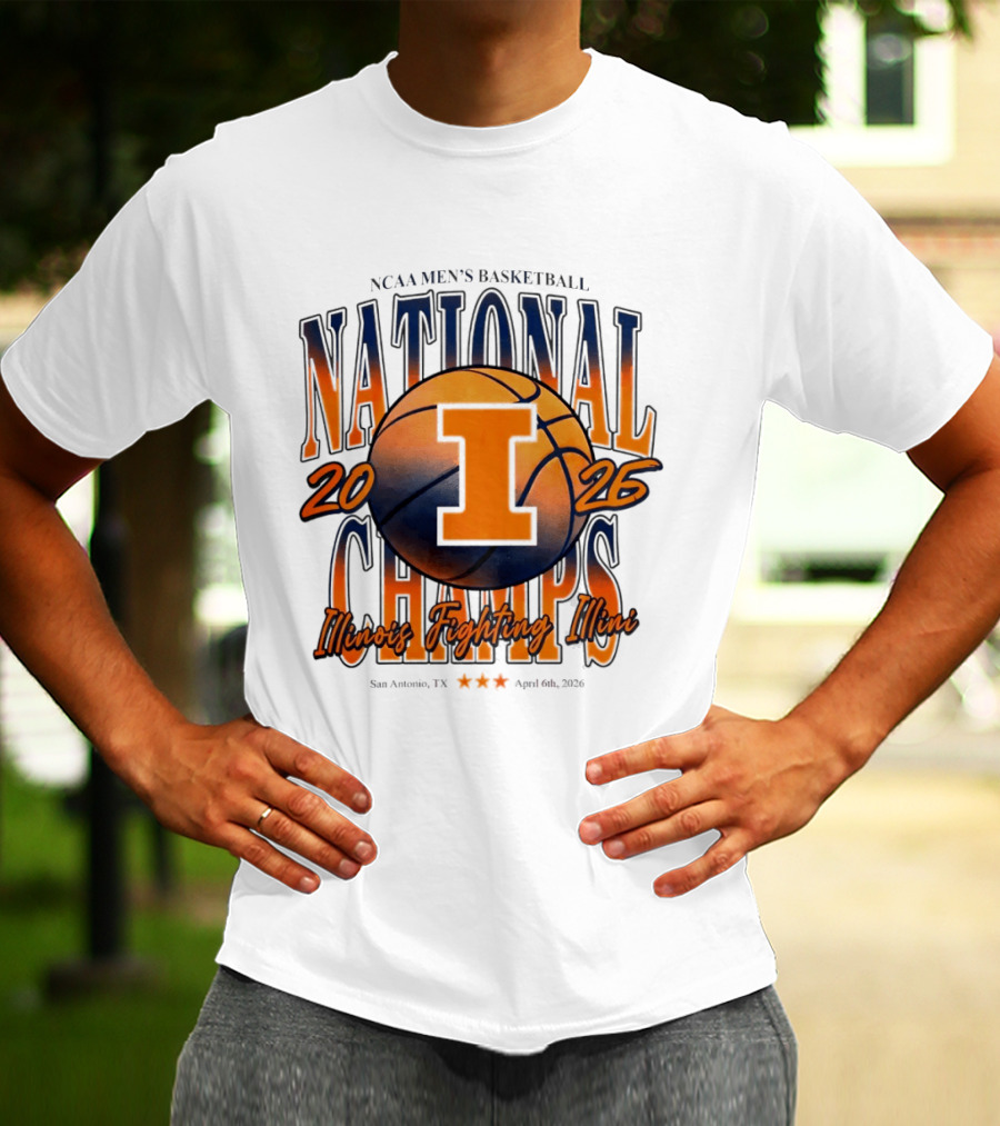 NCAA Men's Basketball National Champs 2026 Illinois Fighting Illini San Antonio April 6 T-Shirt