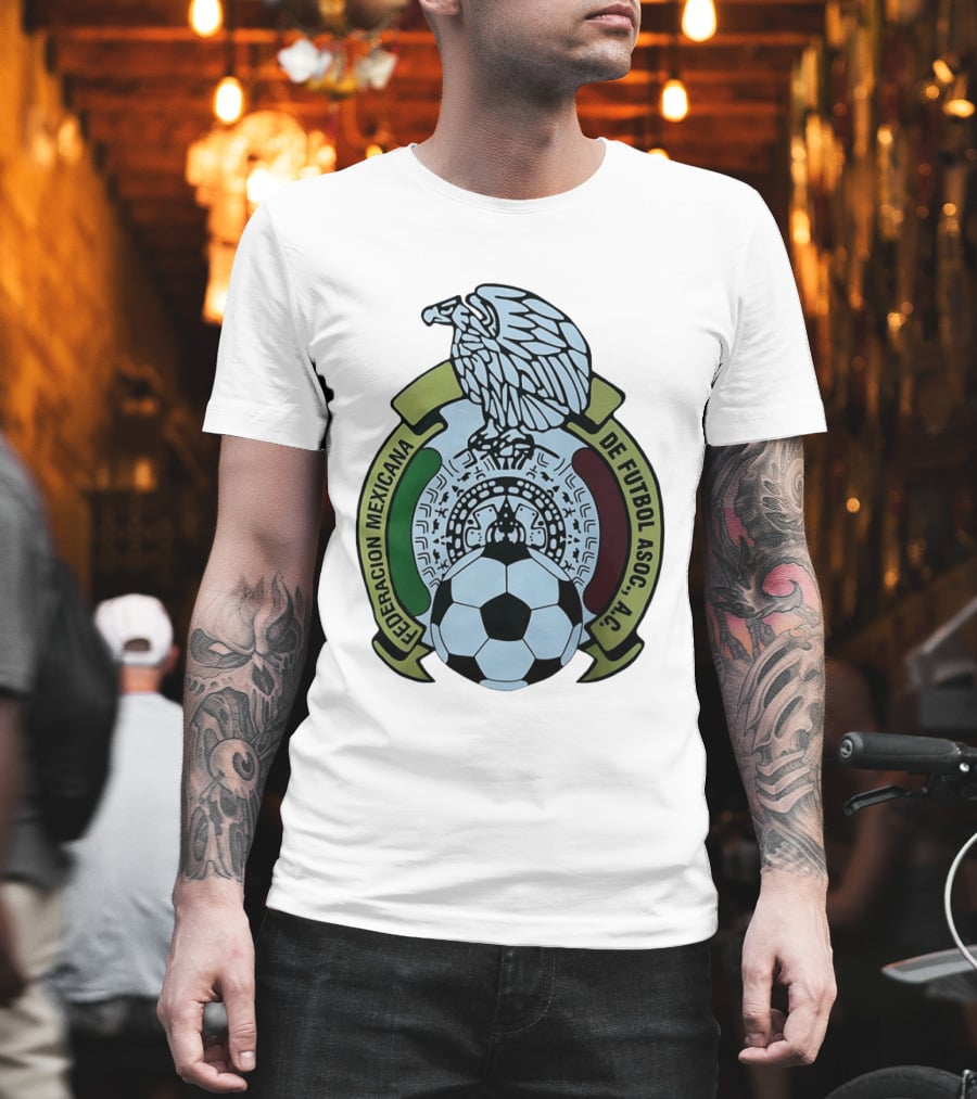 Federacion Mexicana De Futbol Asociacion AC Soccer Ball Emblem With Eagle And Aztec T-Shirt