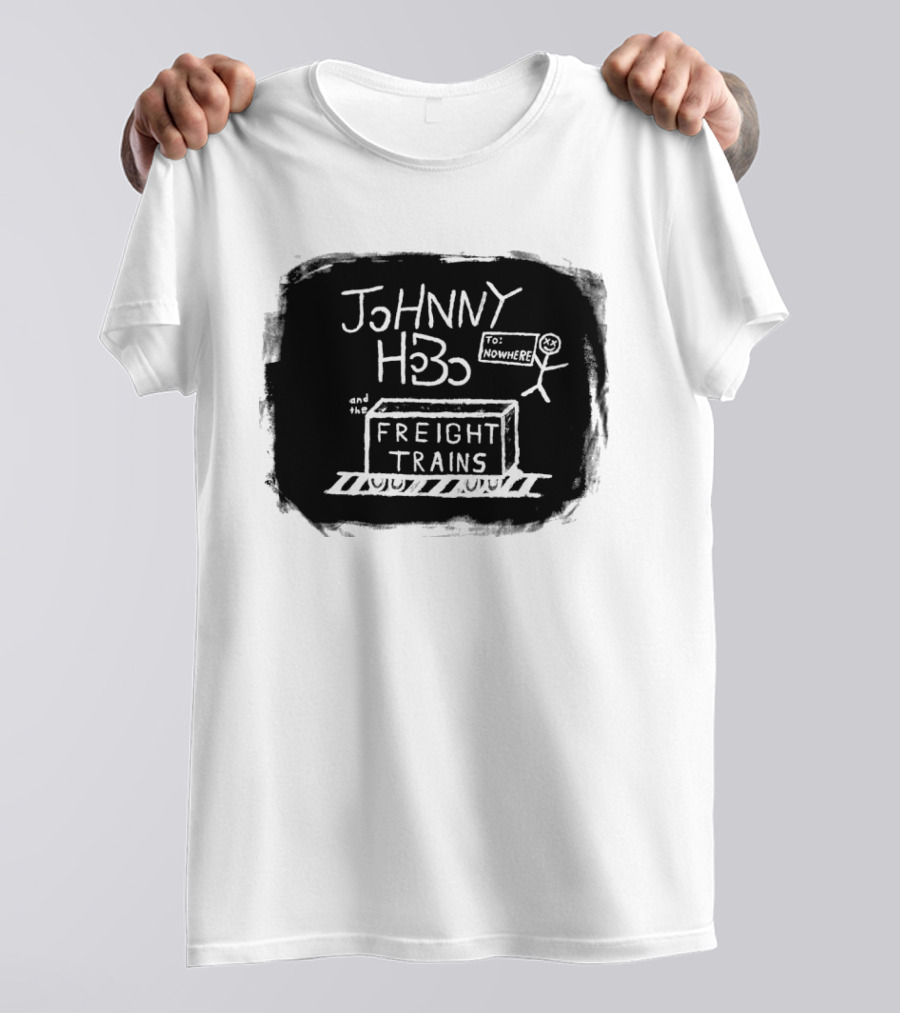 Johnny Hobo Freight Trains Stick Figure Drawing T-Shirt