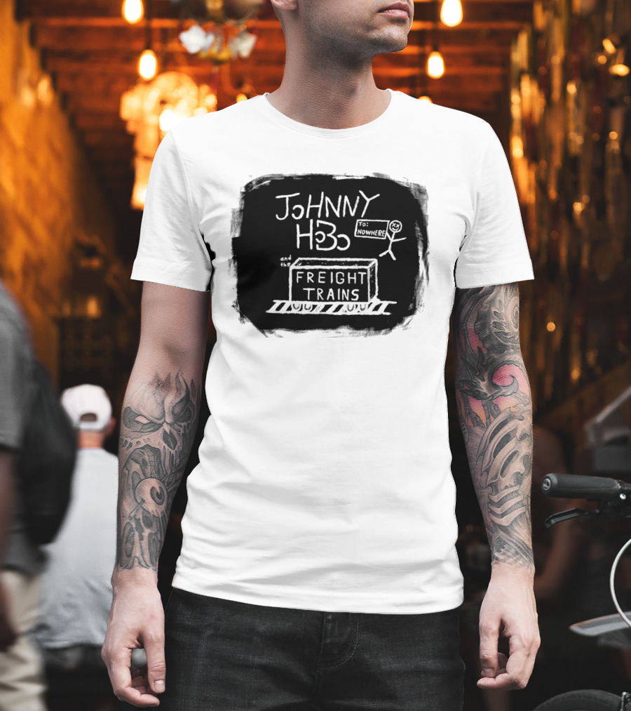 Johnny Hobo Freight Trains Stick Figure Drawing T-Shirt