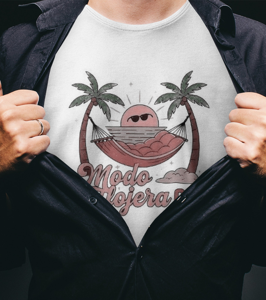 Modo Flojera ON Palm Trees Hammock Sun Emoji T-Shirt