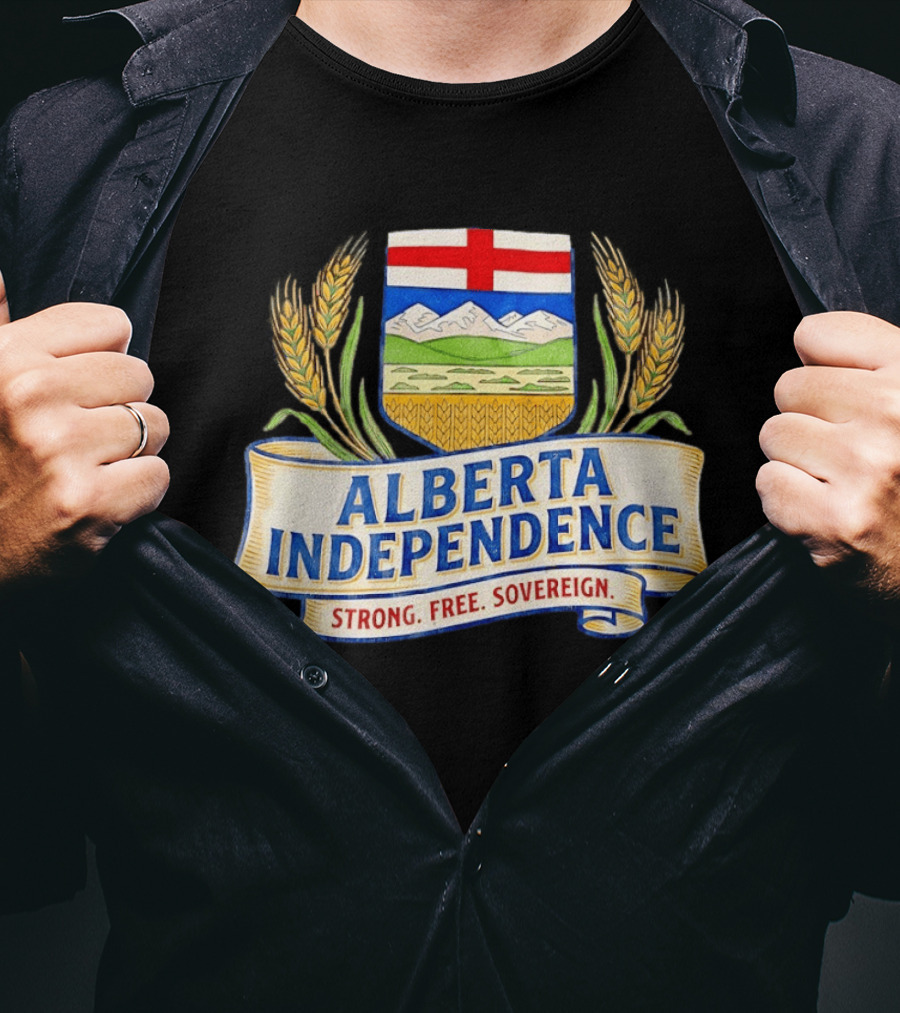 Alberta Independence Emblem Strong Free Sovereign Crest T-Shirt
