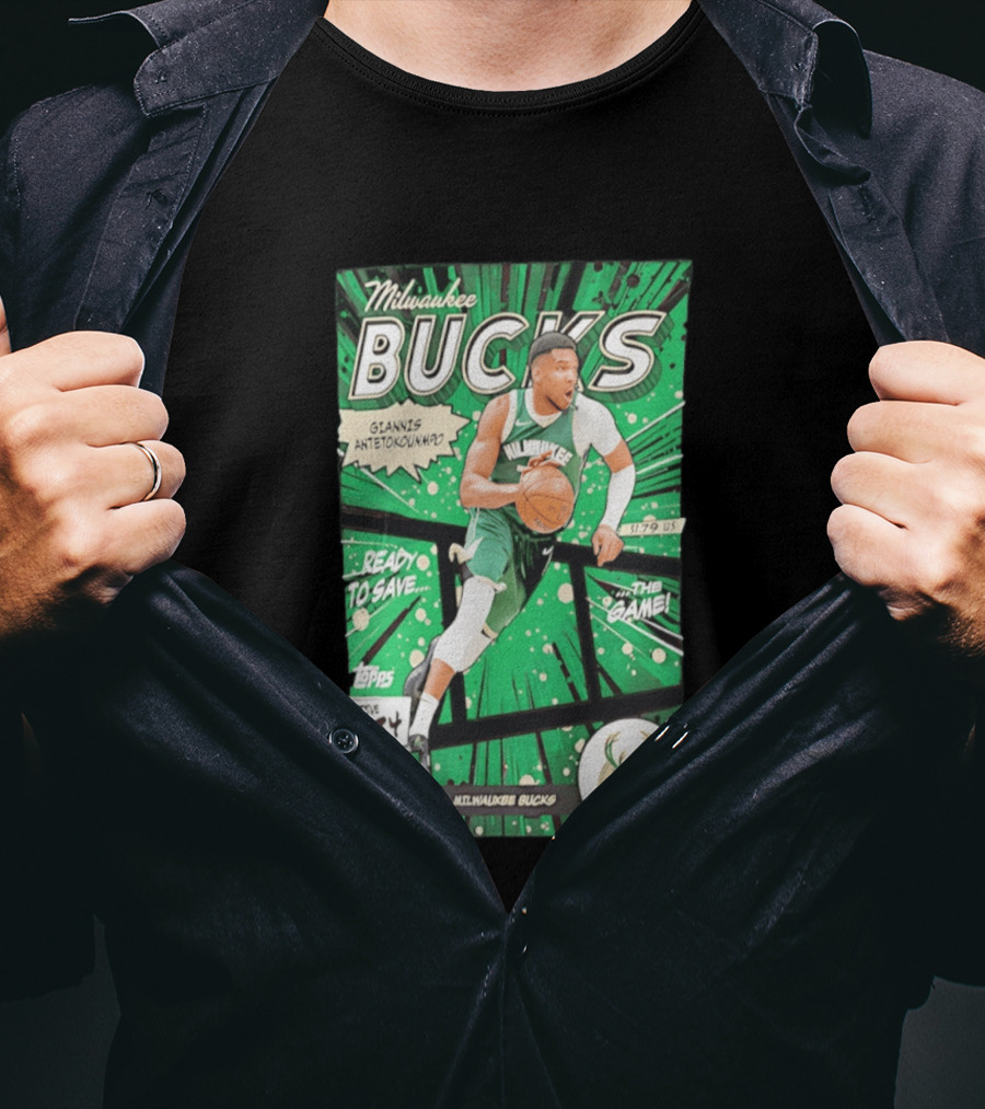 Milwaukee Bucks Giannis Antetokounmpo Comic Court Issue #34 T-Shirt