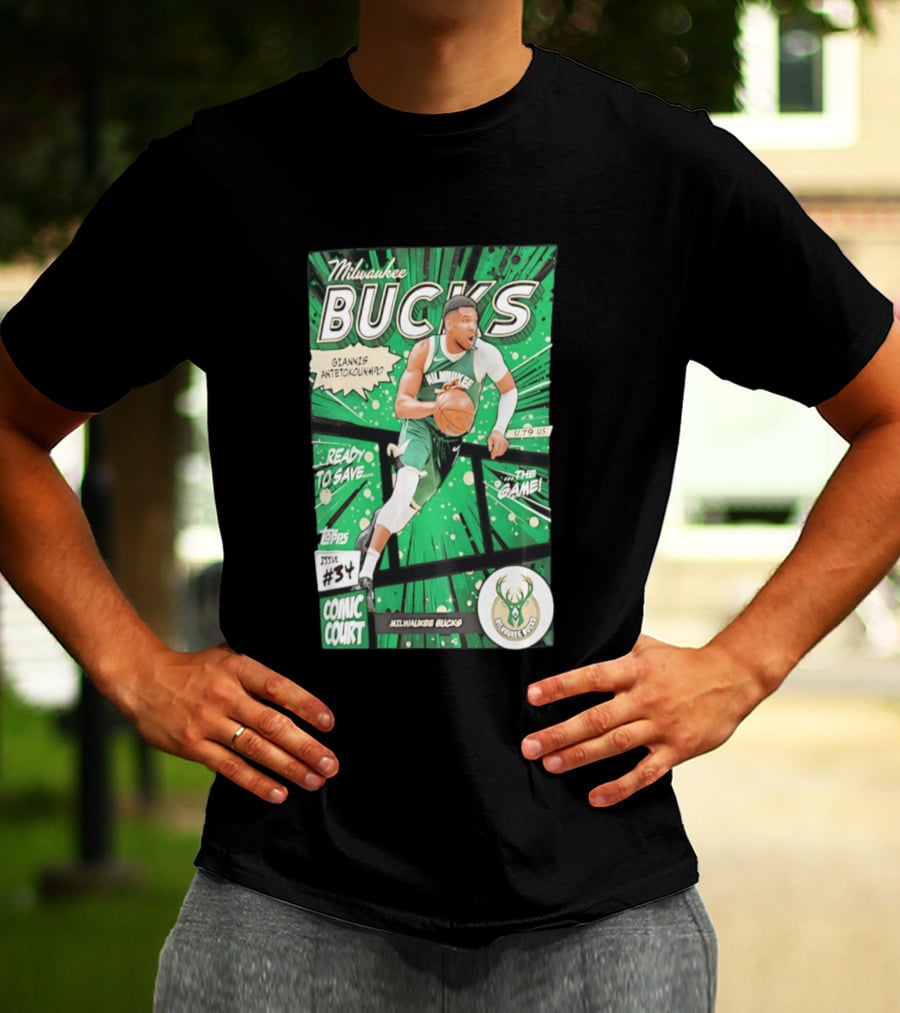Milwaukee Bucks Giannis Antetokounmpo Comic Court Issue #34 T-Shirt
