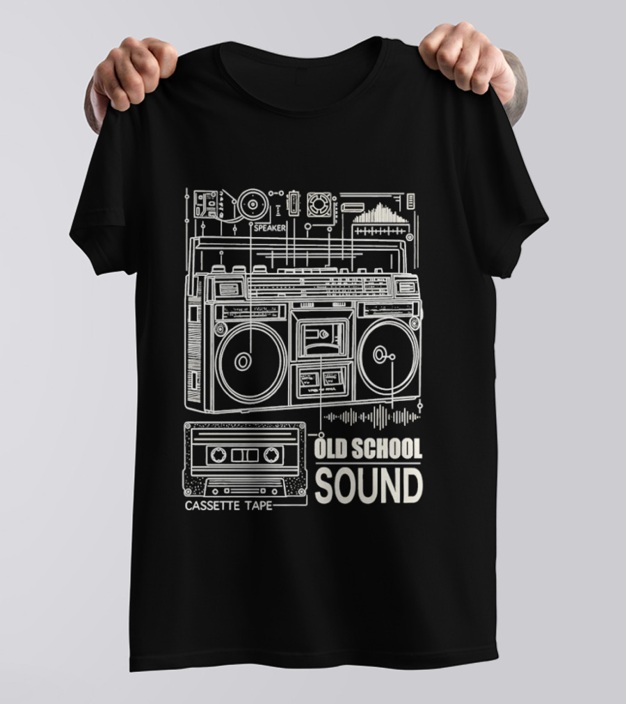 Old School Boombox Cassette Tape Speaker Sound T-Shirt