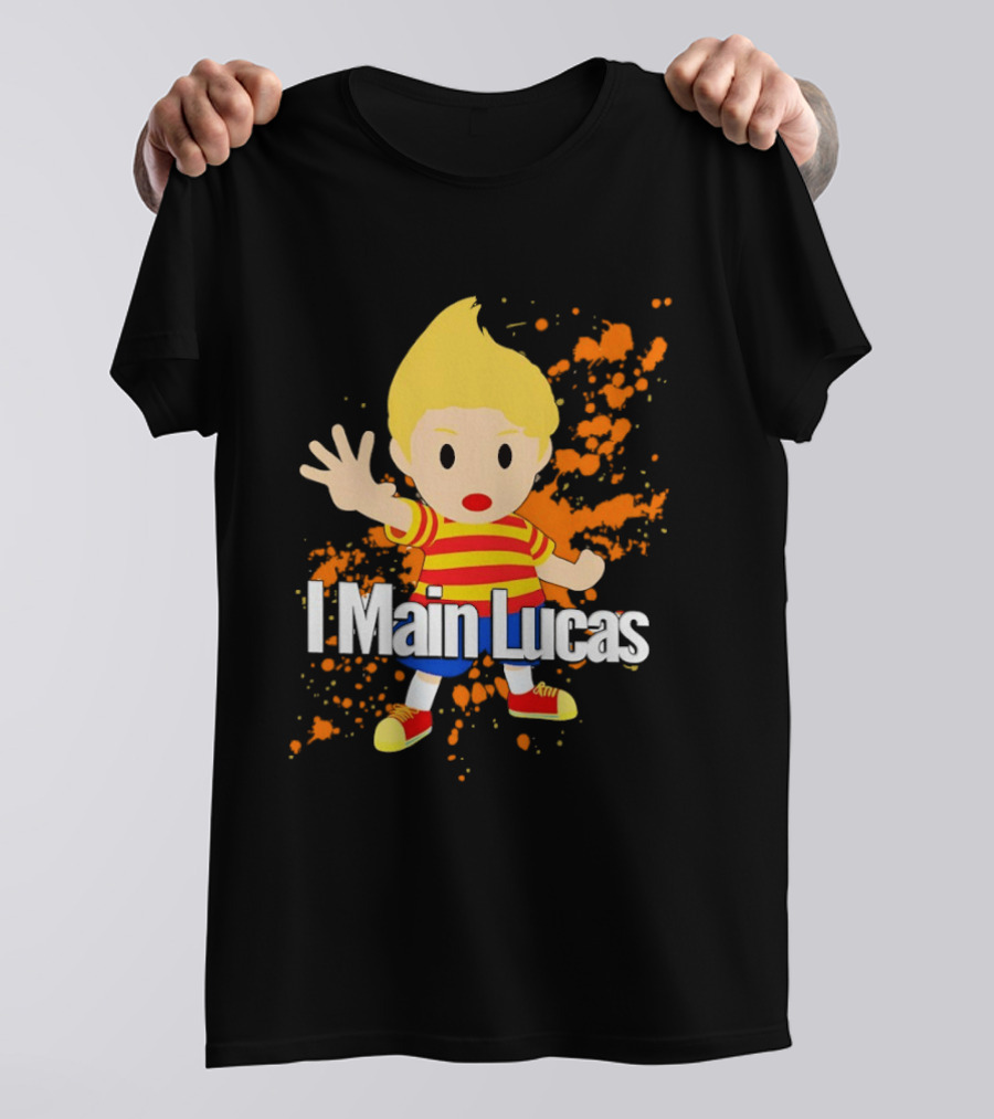 I Main Lucas Cartoon Character Orange Paint Splash T-Shirt